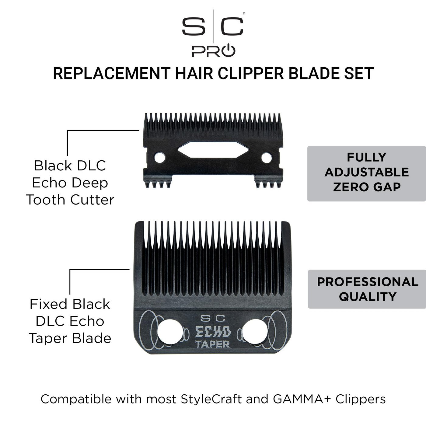 StyleCraft Black DLC Echo Taper + Deep Tooth
